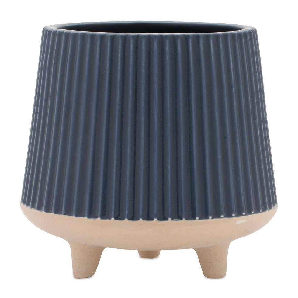 Ceramic Ribbed Footed Planter (Set of 2)