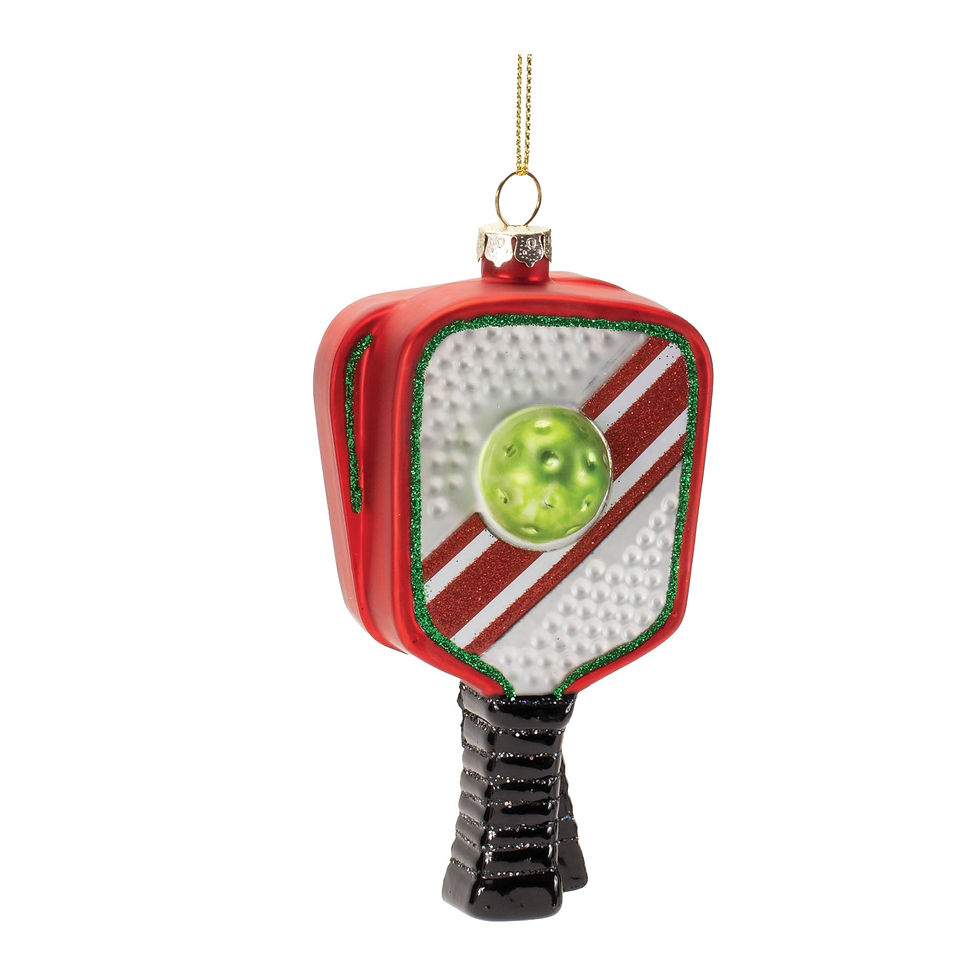 Glass Pickleball Racket Ornament (Set of 6)