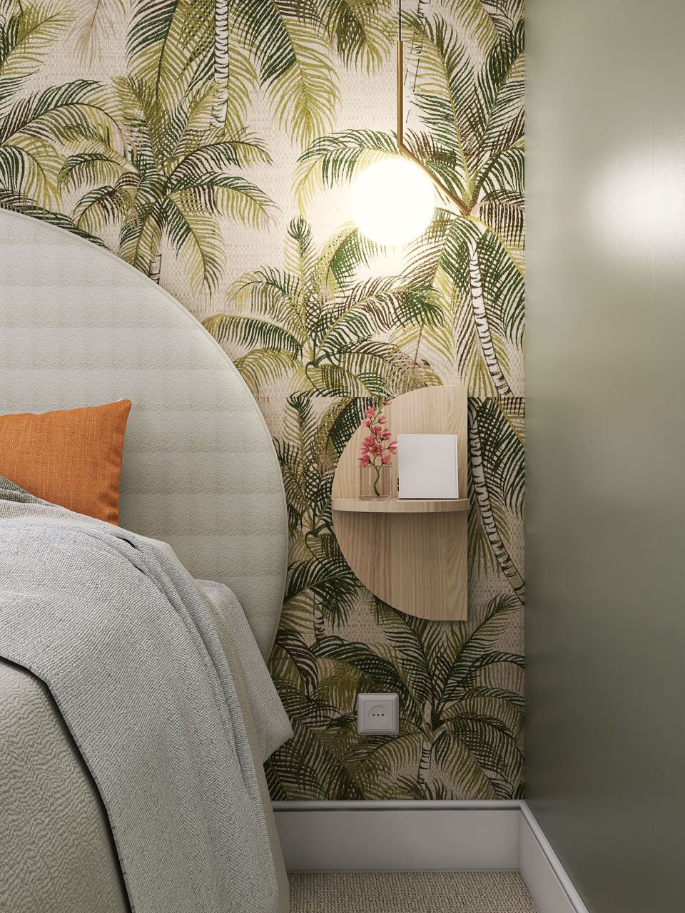 Projet déco Lucile - décoration d'intérieur nice - chambre - place du beau - papier peint 