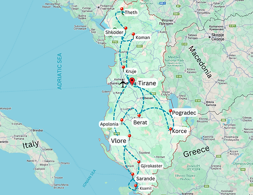 • Albania tours • Tour packages in Albania • Best places to visit in Albania • Guided tours in Albania • Travel agency in Albania • Holiday packages Albania • Albania tourism • Tirana city tours • Visit Berat (UNESCO city) • Gjirokastër tours • Albanian Alps hiking • Ksamil beach tours • Saranda day trips • Durres sightseeing tours • Pogradec and Lake Ohrid tours • Himarë coastal trips • Vlore Riviera tours • Hiking tours in Albania • Albanian Alps trekking • Komani Lake boat tours • Valbona Valley tours • National parks in Albania • Outdoor adventures Albania • Historical tours Albania • Butrint National Archaeological Park tours • Rozafa Castle tours • Apollonia archaeological tours • Ethno-cultural tours Albania • Albania summer holidays • Winter tours in Albania • Spring in Albania • Honeymoon in Albania • Family tours Albania • Adventure travel Albania • Rent a car Albania • Taxi services in Albania • Albania travel guide