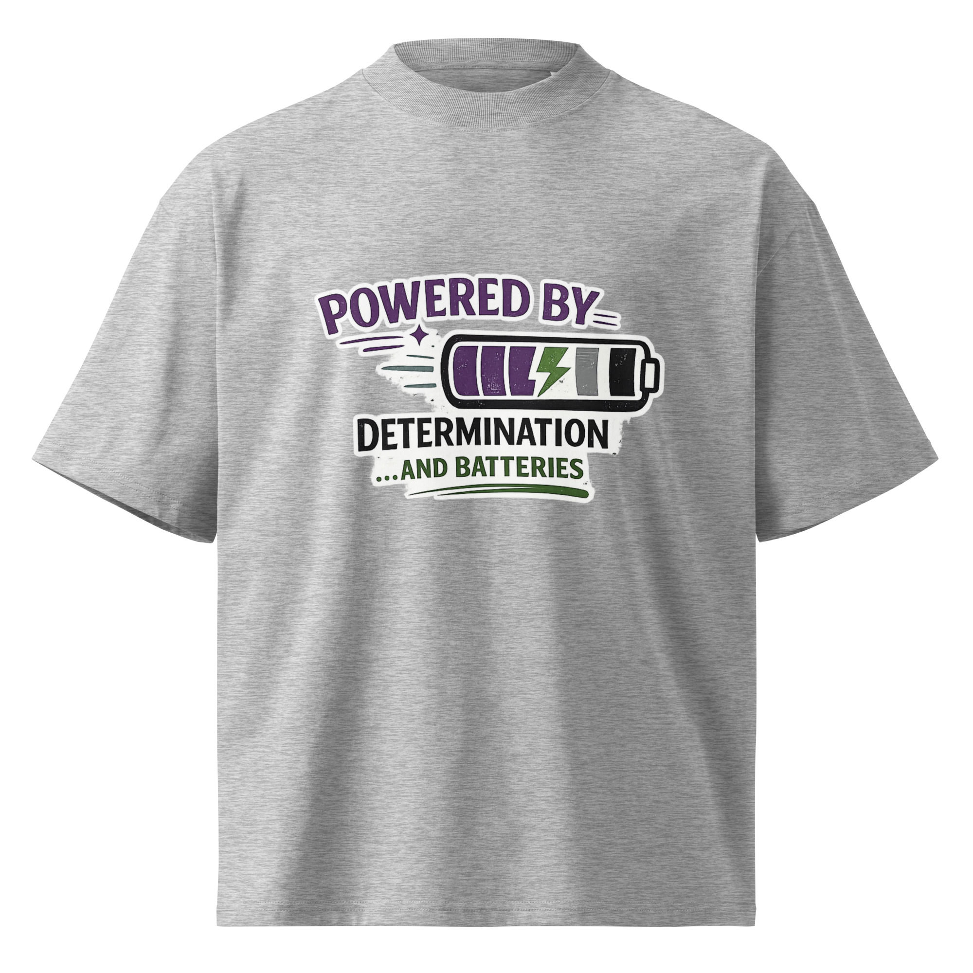 Powered by… | Funny Wheelchair Oversized Organic T-Shirt