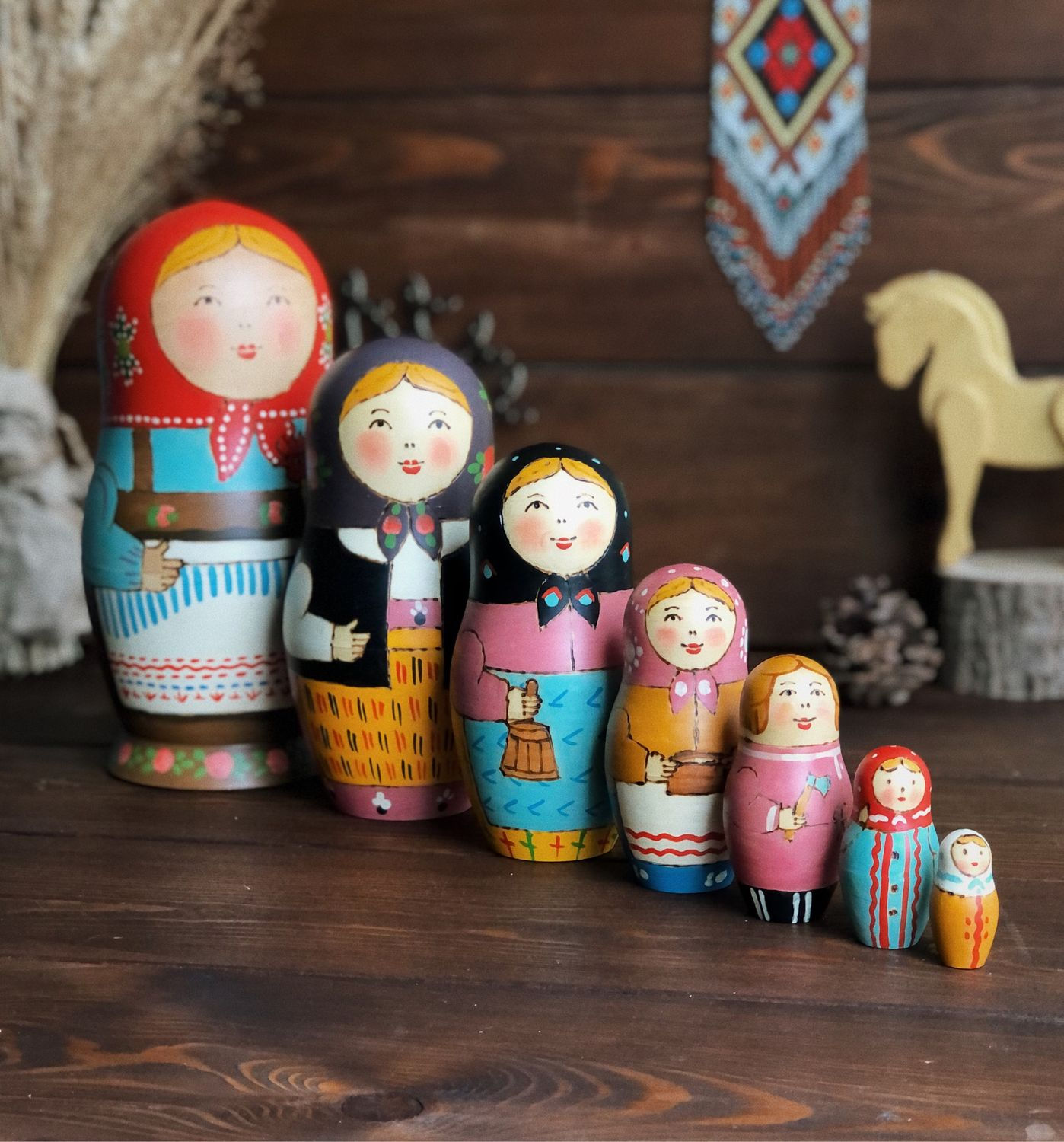 Rooster Girl Nesting Doll