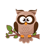 A cute cartoon owl with big eyes on a leafy branch, serving as the logo for the "My Happy Teacher" website.