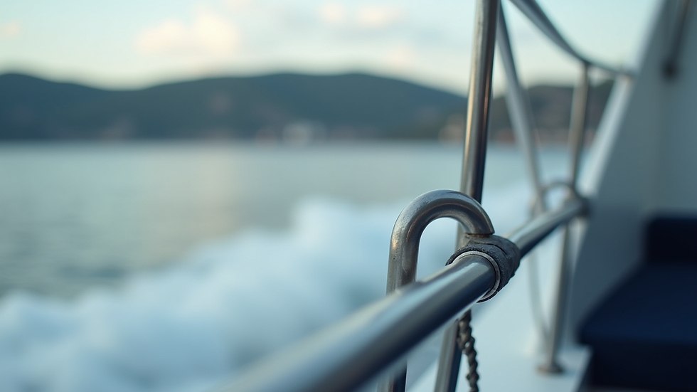 Close-up view of a bright orange life jacket on a boat deck