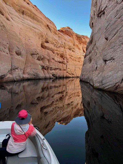 A tour in Antelope Canyon, featuring unique sandstone formations with the Lake Powell Experience