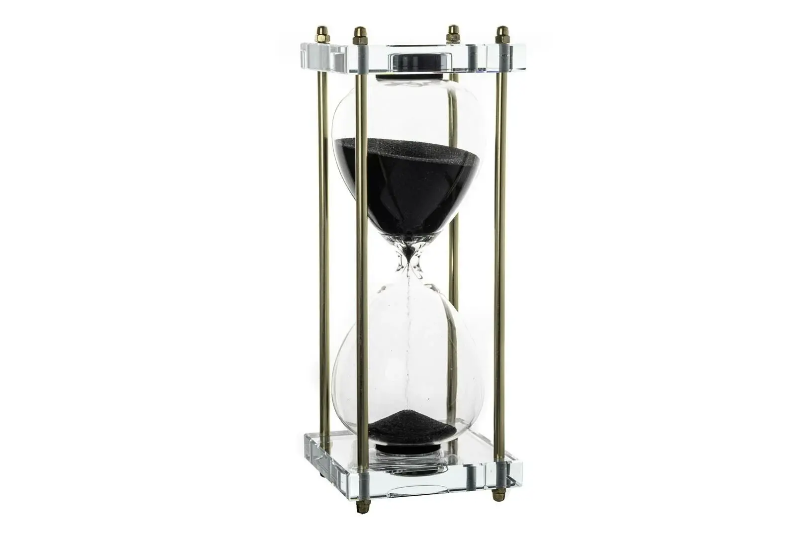 Lüx Cam Kum Saati 10x10x26cm Siyah