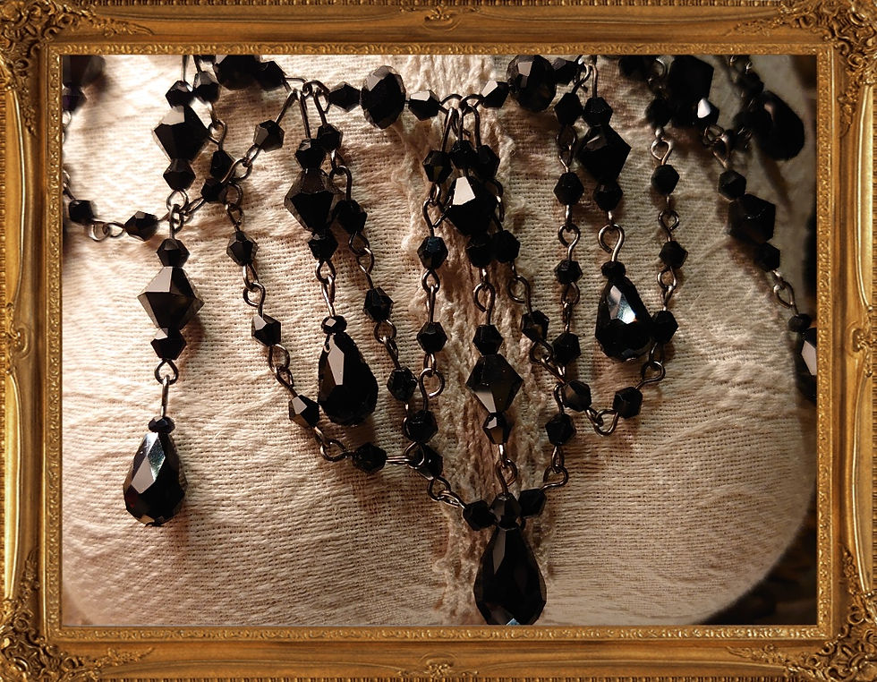 Thumbnail: Vintage black chandelier style necklace 復古黑水晶燈款頸鏈