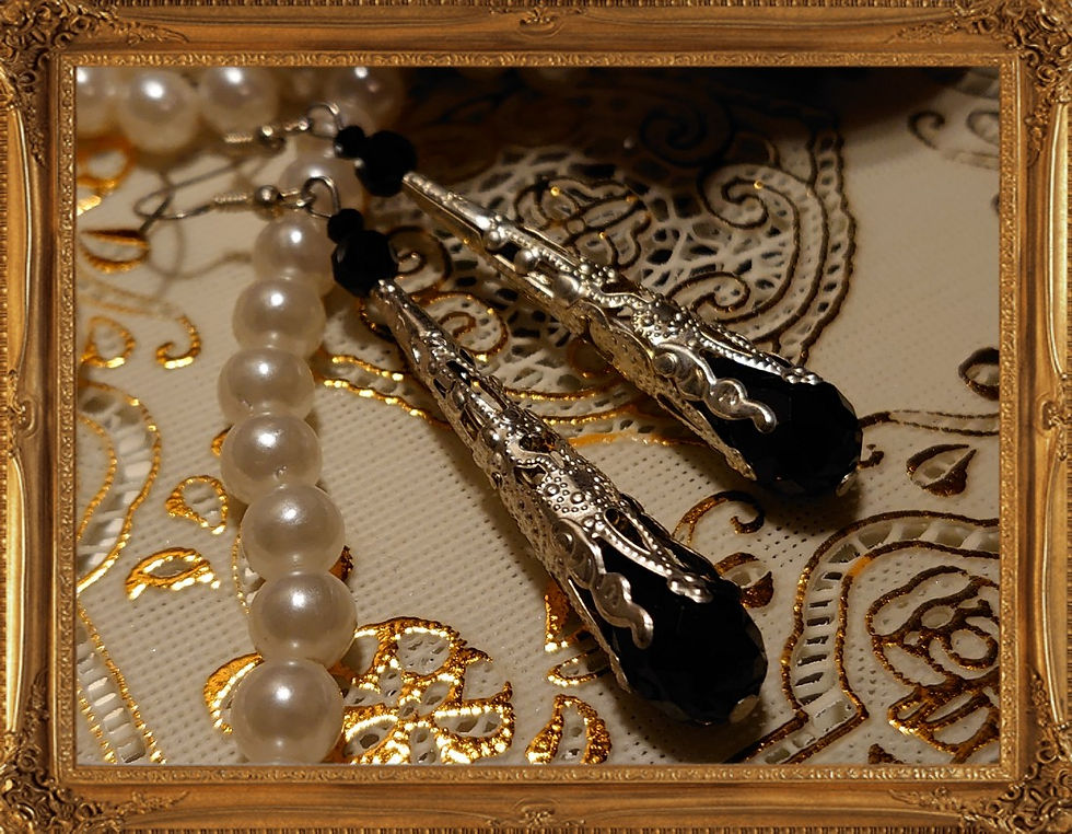 サムネイル： Vintage earring 復古通花水滴耳環