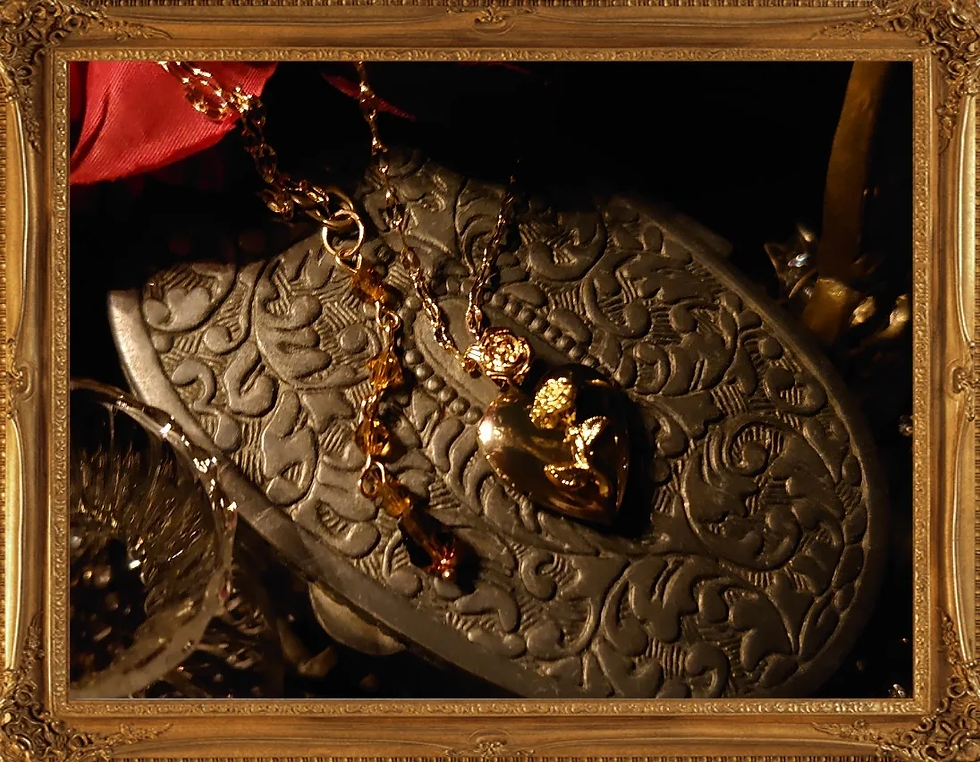 縮圖：Vintage rose heart shaped necklace 復古玫瑰花心形頸鏈