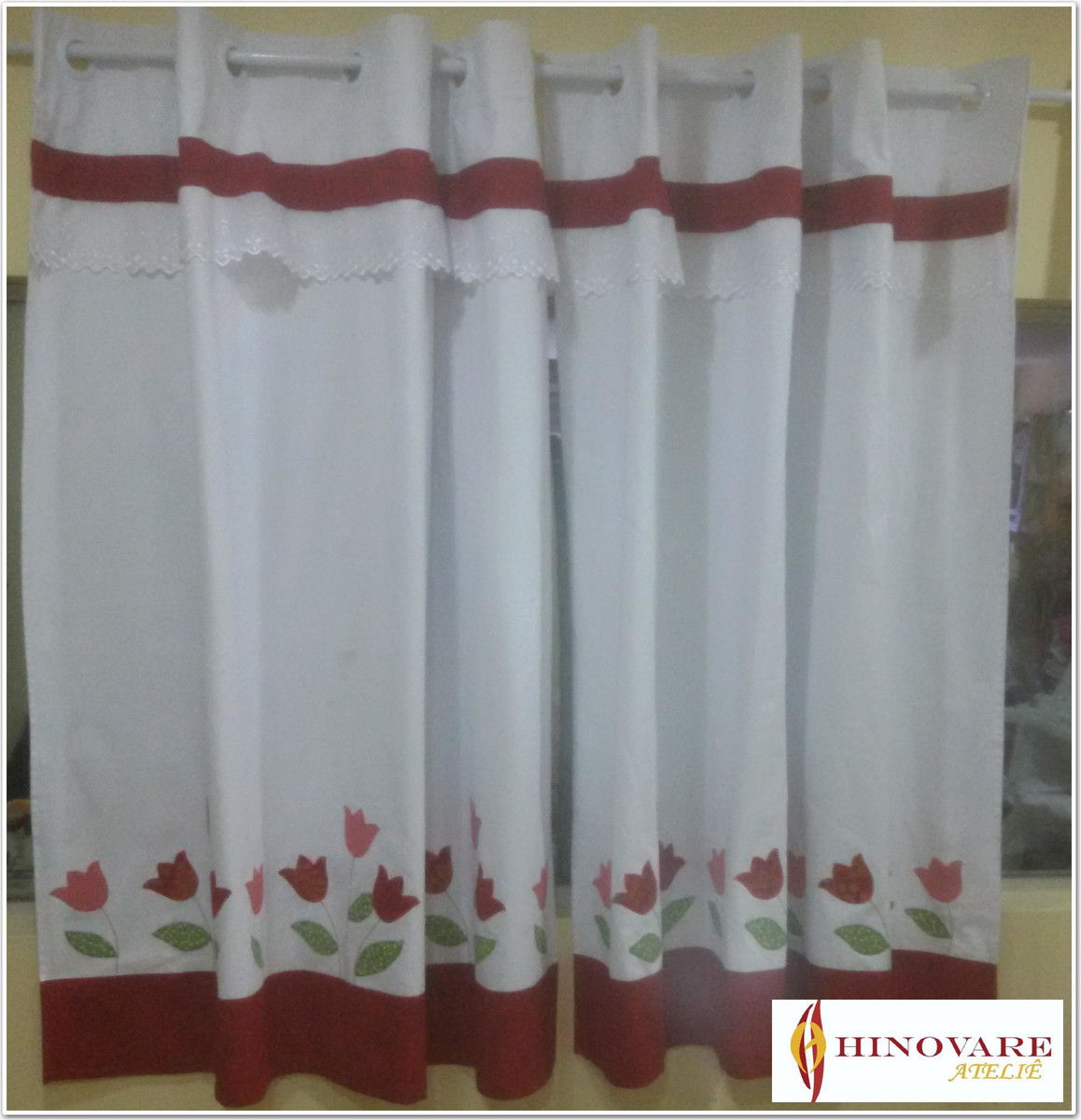 CORTINA EM BRIM TULIPAS REF.CT0010
