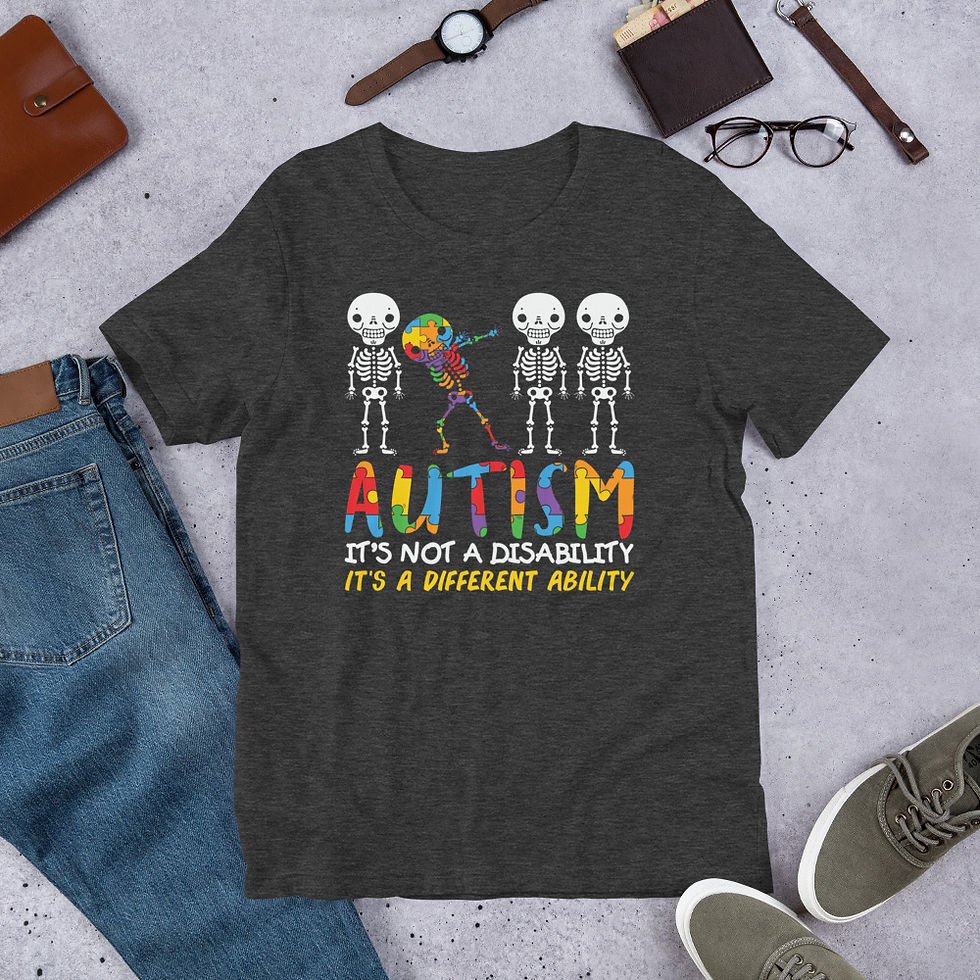 Thumbnail: Dancing Skeleton Autism Awareness Short-Sleeve Unisex T-Shirt
