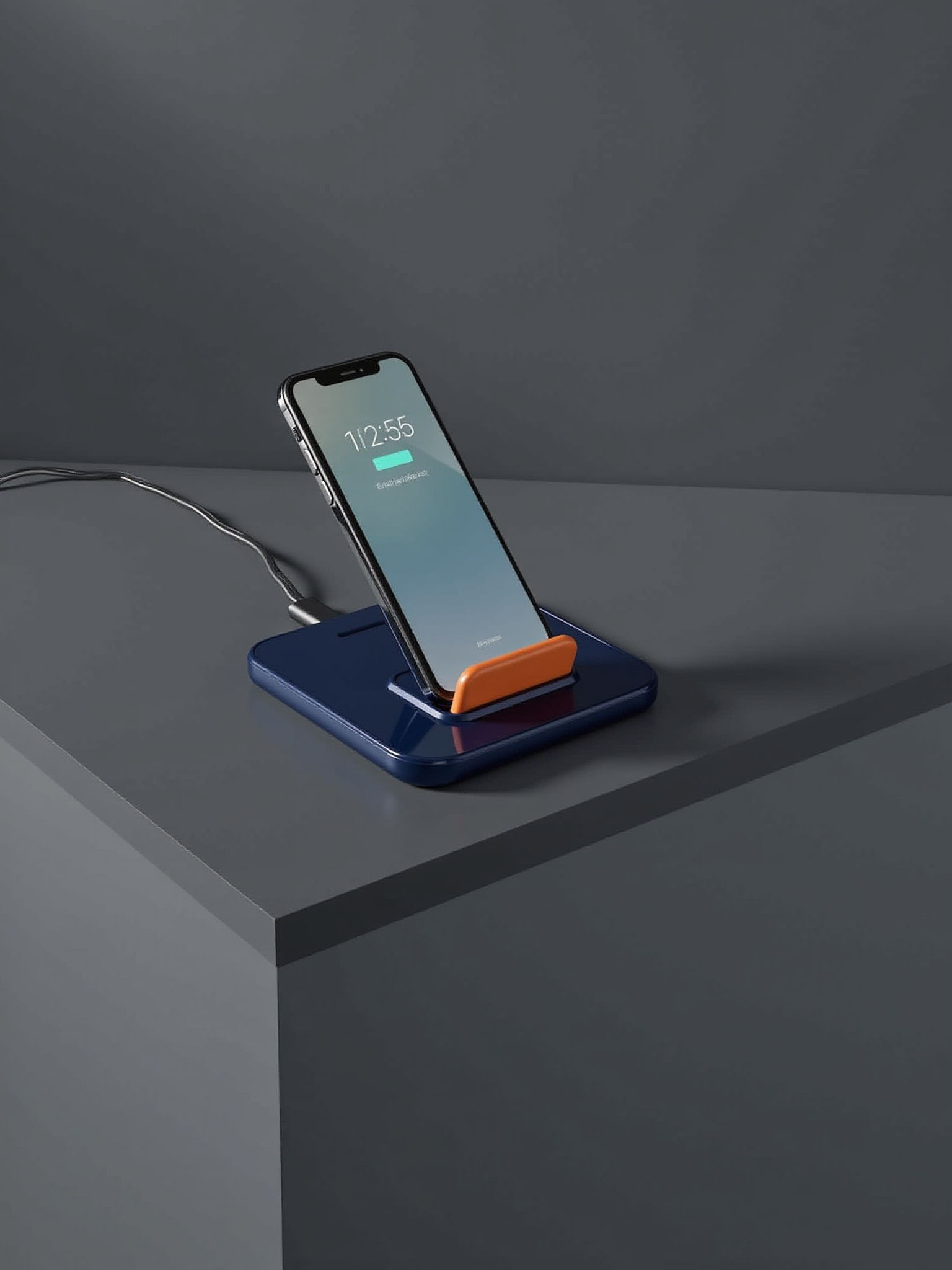 Smartphone charging on a wireless dock