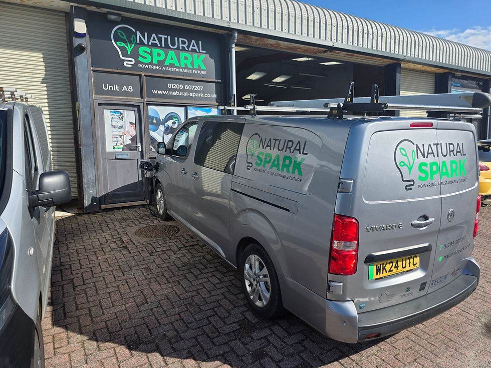 Modern commercial building entrance with a van parked outside on a sunny day.