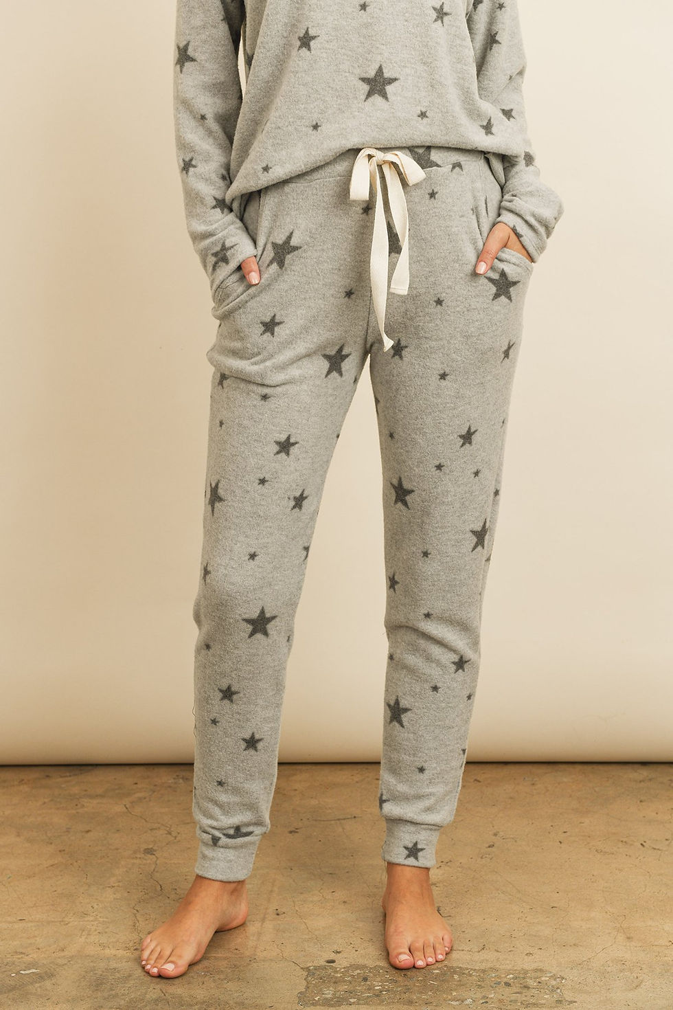 Thumbnail: Star Print Brushed Top and Joggers Set With Self Tie