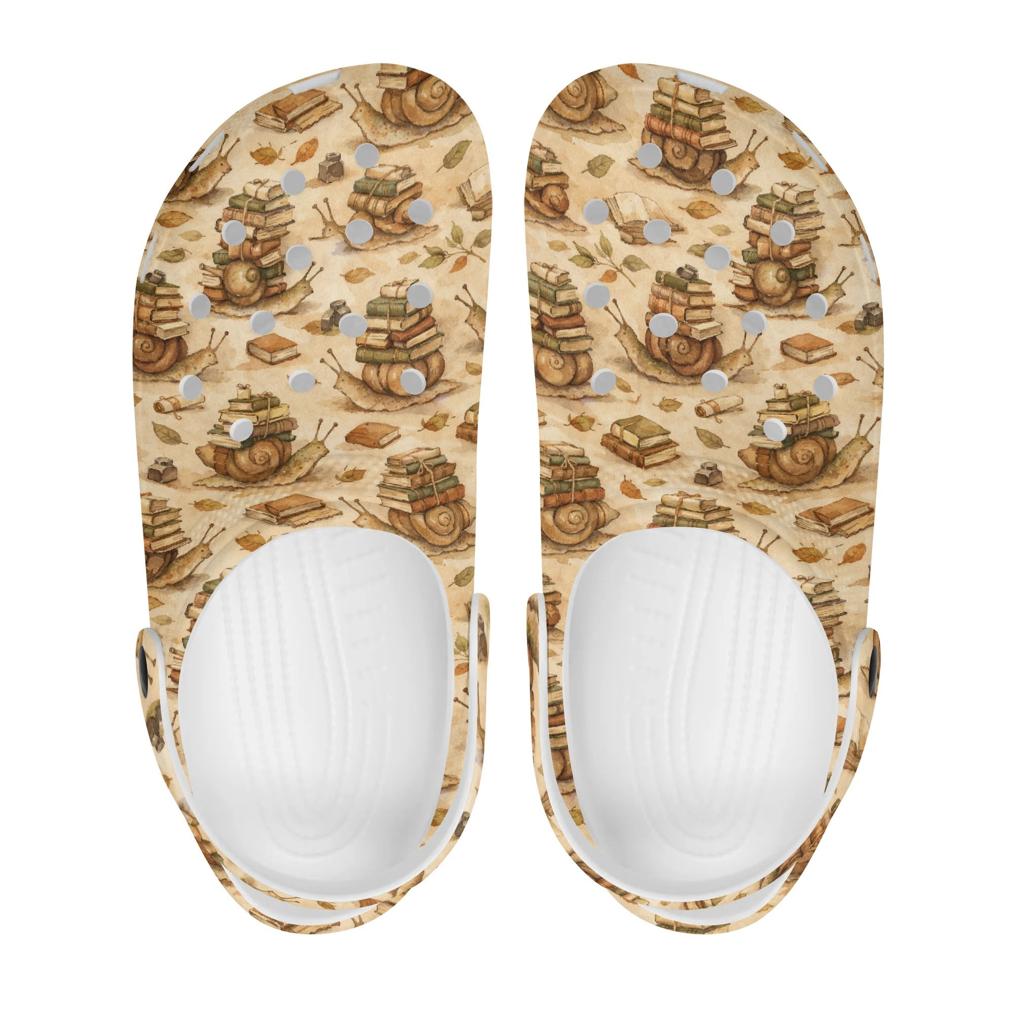 Snails Reading Women's All Over Printing Clog Sandals