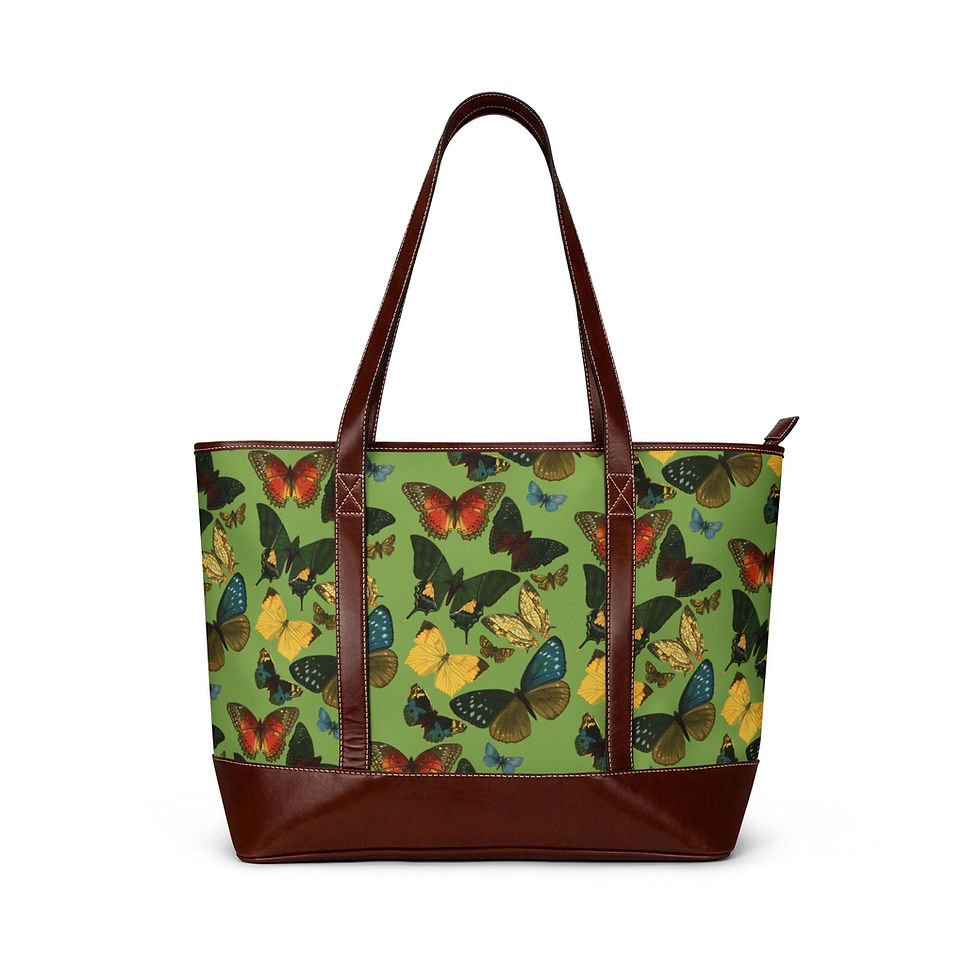Thumbnail: Vintage 1800s Butterfly Pattern Handbag — Green Botanical Illustration
