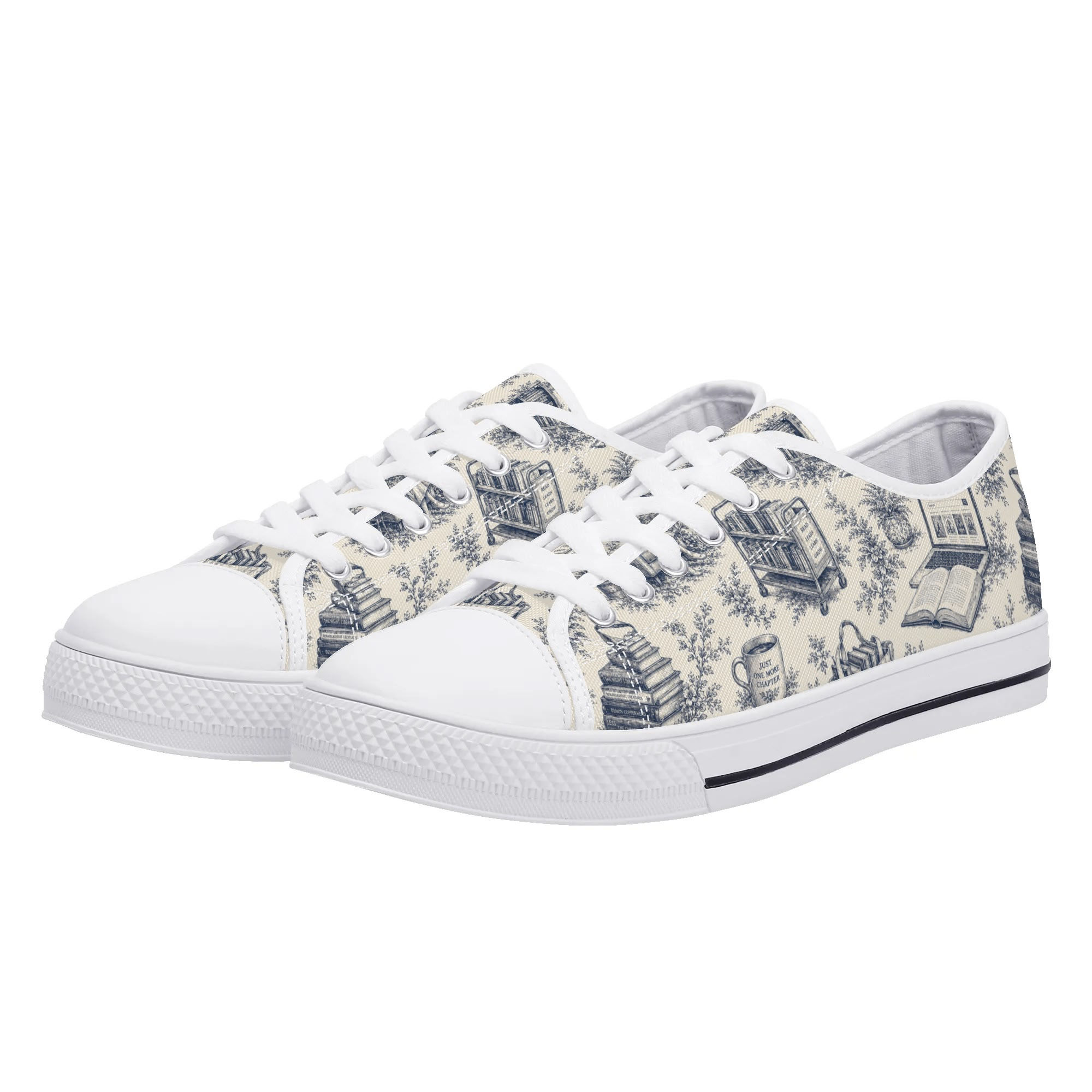 Women's Low Top Canvas Shoes Blue Library Toile