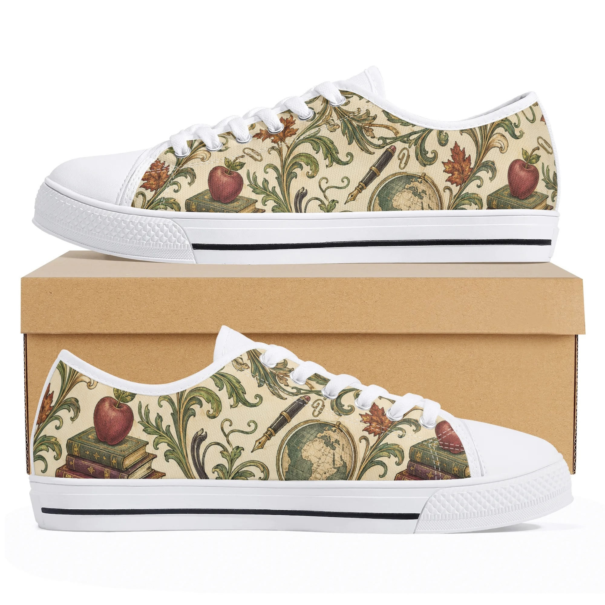 Women's Low Top Canvas Shoes Art Nouveau Back to School