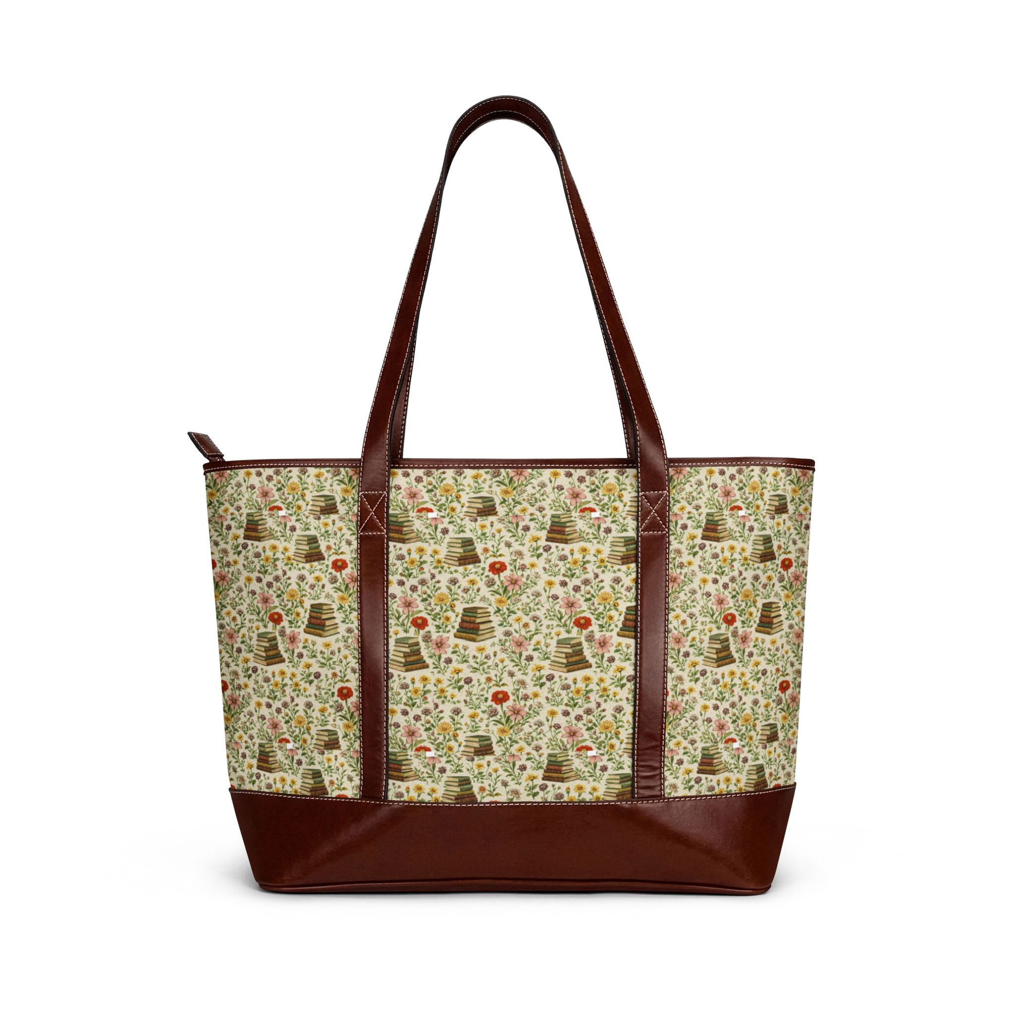 Floral Garden Tote Handbag Vintage Botanical Print Shoulder Bag