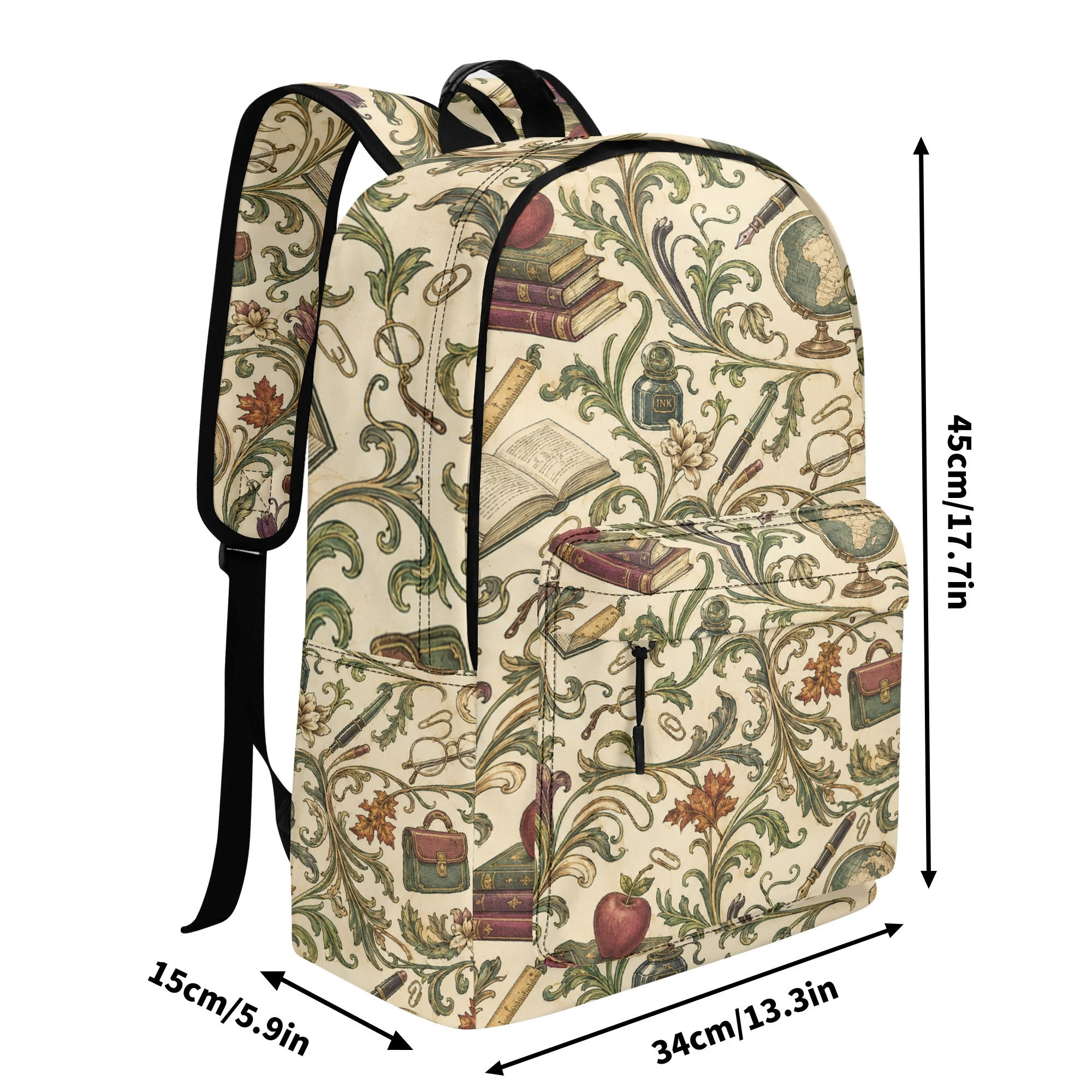 17 Inch Twill (PU) Leather Backpack Art Nouveau Back to School