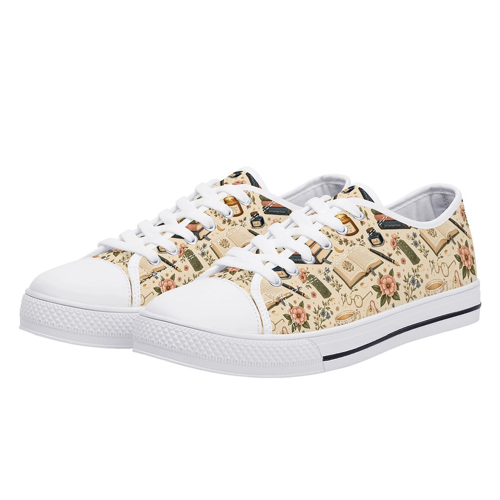 Book Lover Print Low-top Canvas Shoes