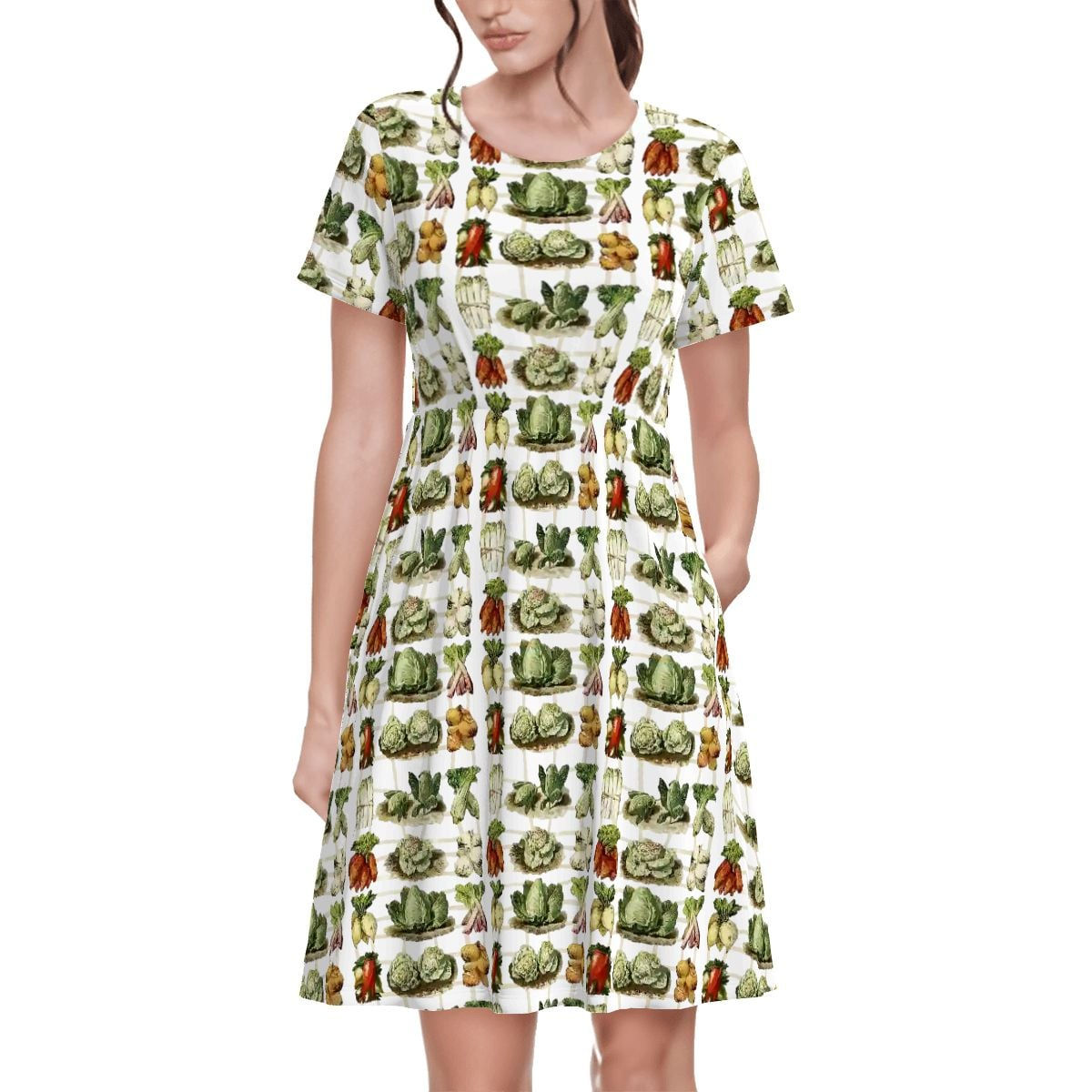 Heirloom Garden Botanical Dress 1800s Illustration Farm T-shirt Dress w/ Pockets