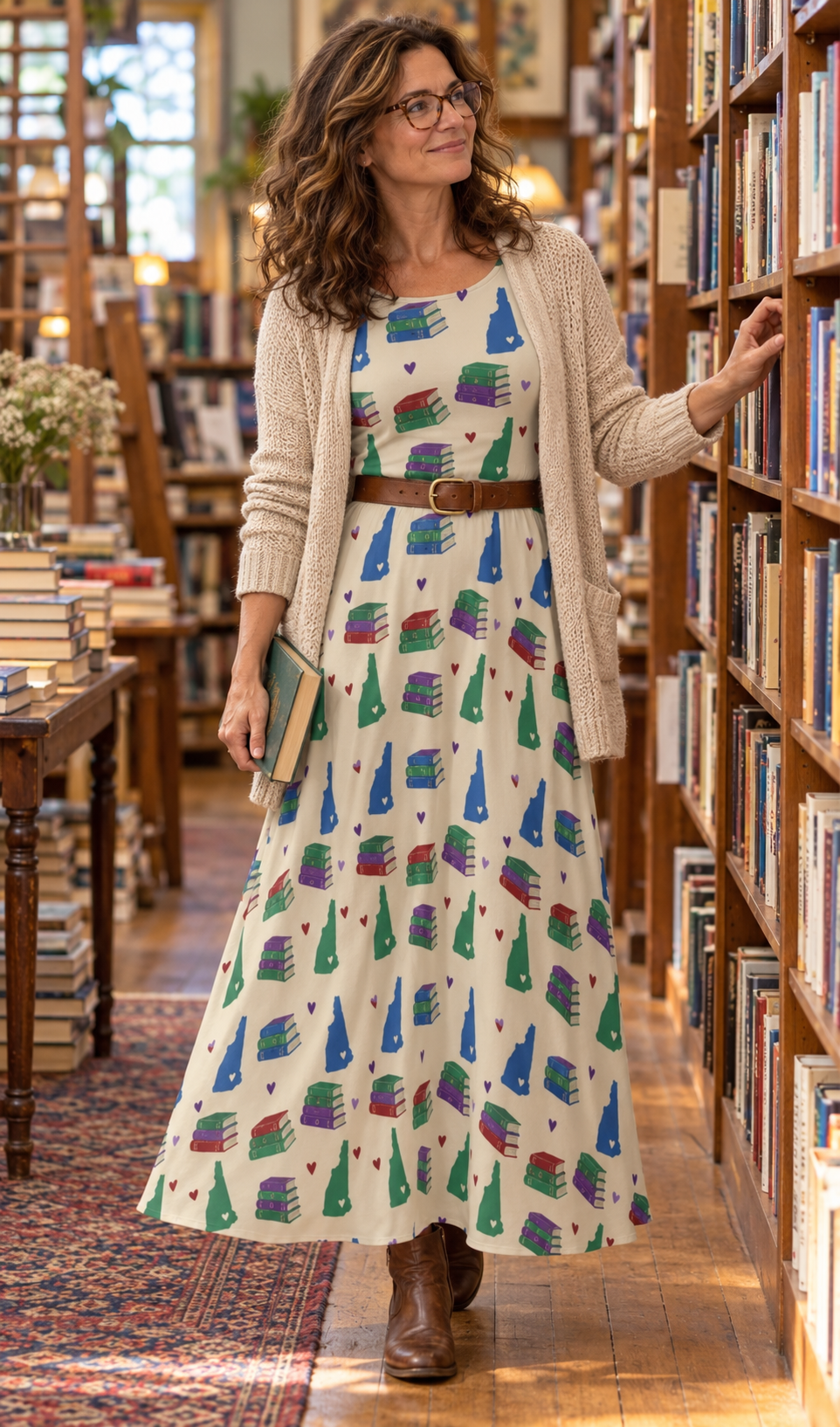 New Hampshire Books and Hearts Maxi Dress Jewel Box