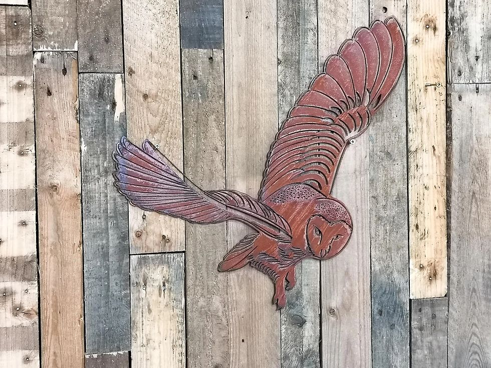 Thumbnail: Rusty Metal Owl Wall Hanging