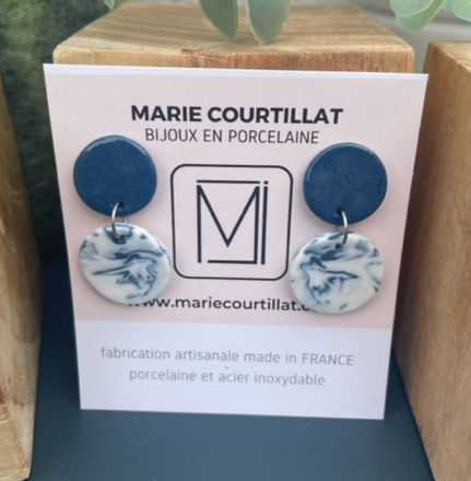 Miniature : Boucles d'oreille en porcelaine Marie Courtillat Bijoux en Porcelaine