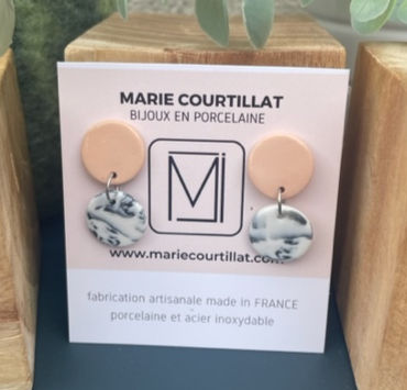 Miniature : Boucles d'oreille en porcelaine Marie Courtillat Bijoux en Porcelaine