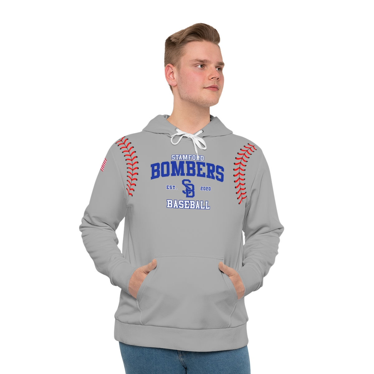 Mens Bombers Hoodie (Seams) - Gray