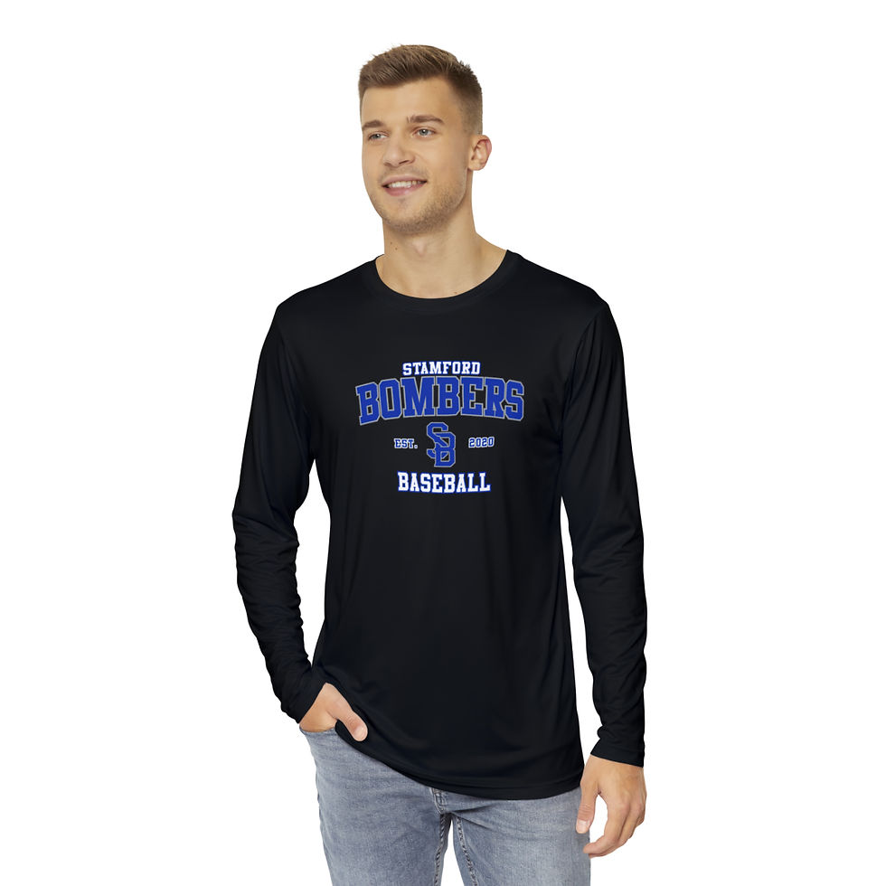 Mens Long Sleeve Bombers Athletic Shirt (est. logo) - Black