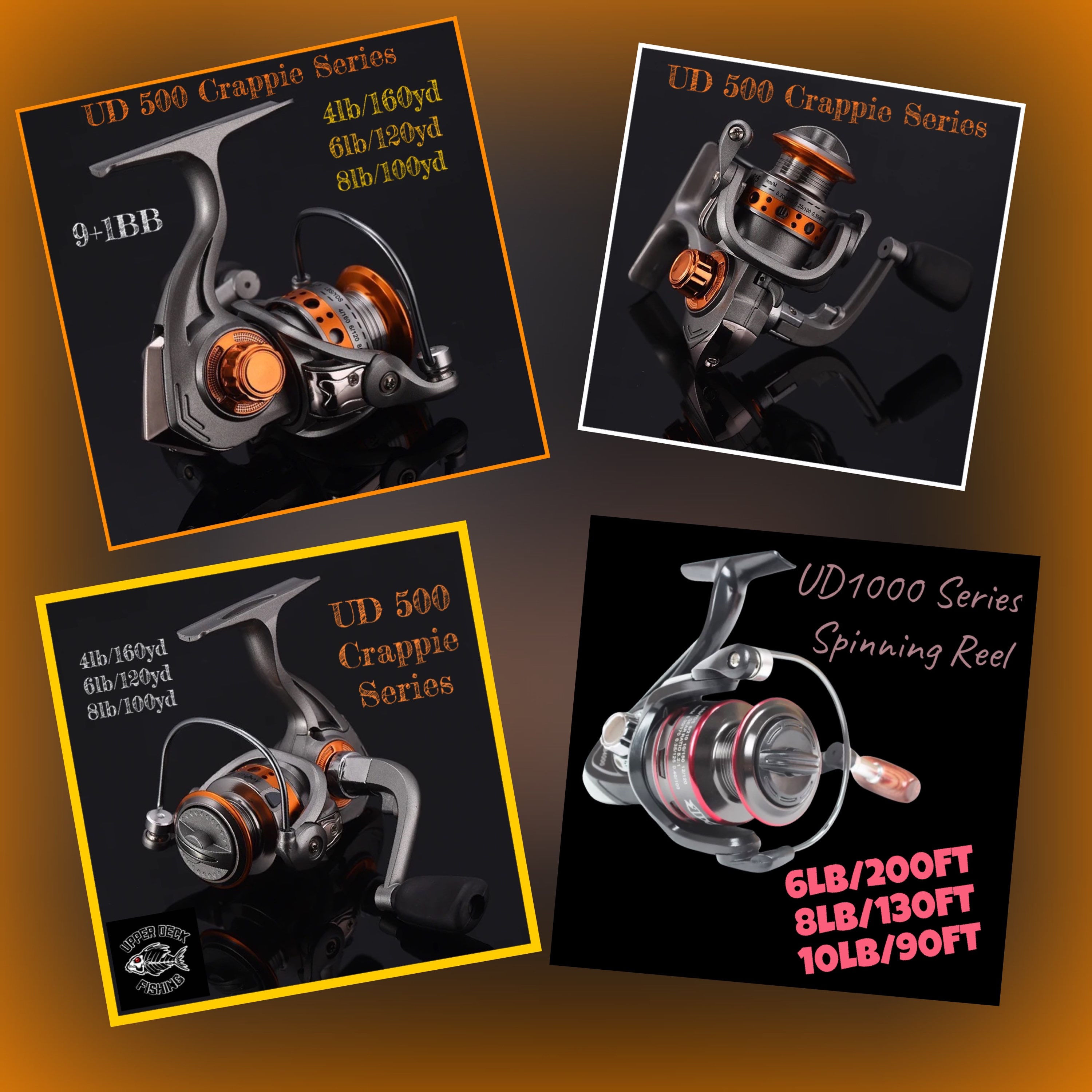 UD 500 &1000 Series Spinning Reel 6lb/200FT 8lb/130FT 10lb/90FT