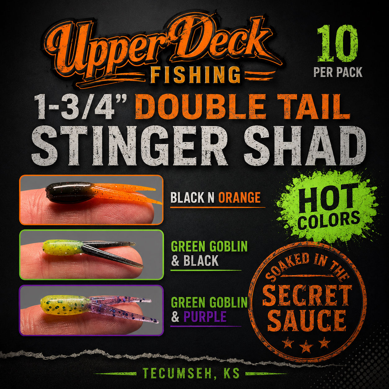 Double Tail Stinger Shad 1-3/4” Ten Per Pack