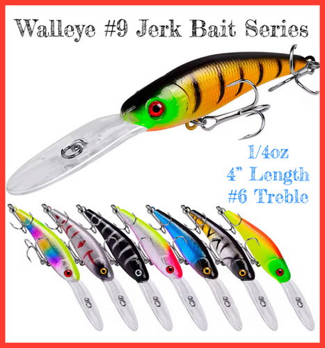 Walleye #9 Jerk Bait Series Sinking 0-10Ft | Upper Deck Fishing
