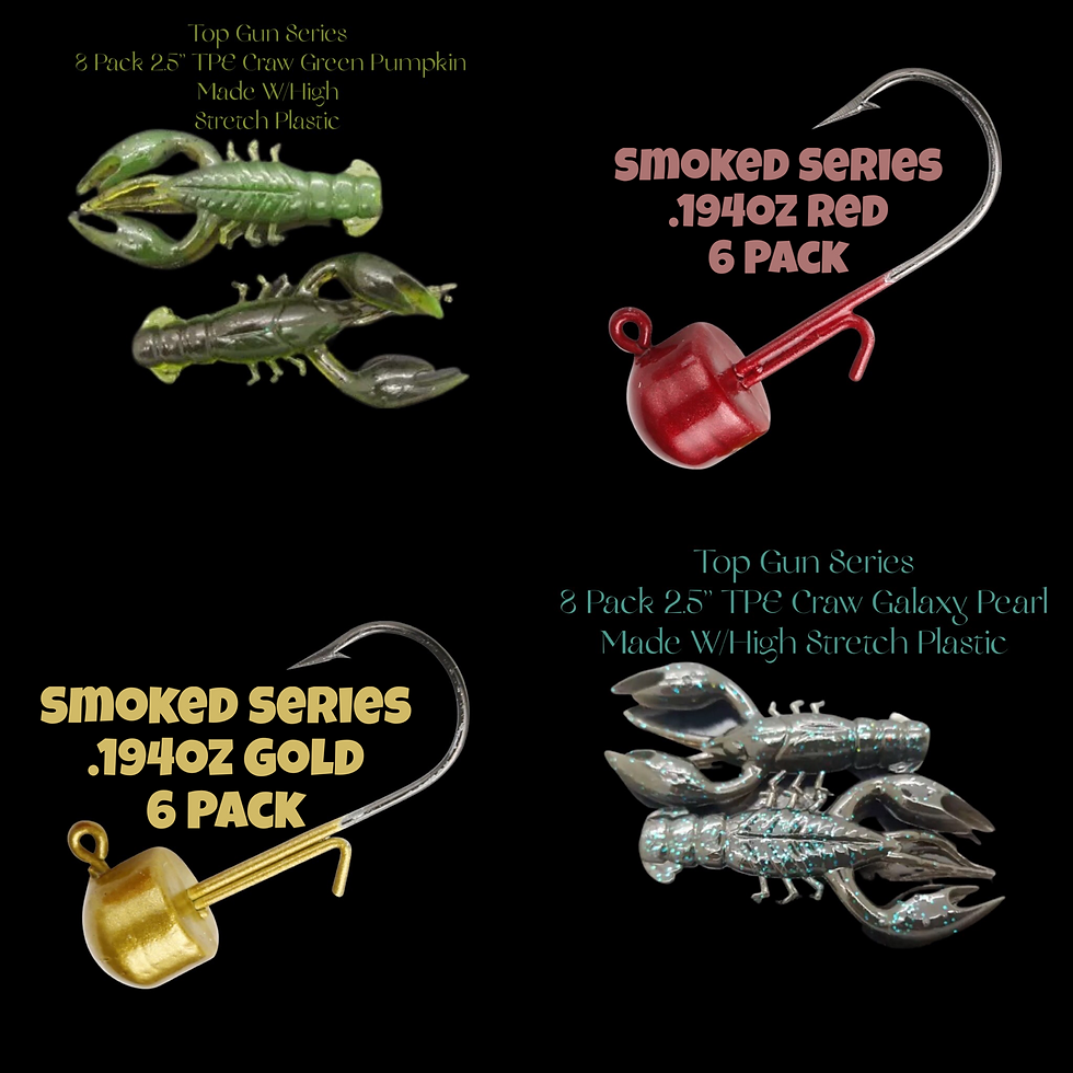 Top Gun TPE Floating Craw Combo Pack With Smoked Series Jig Heads