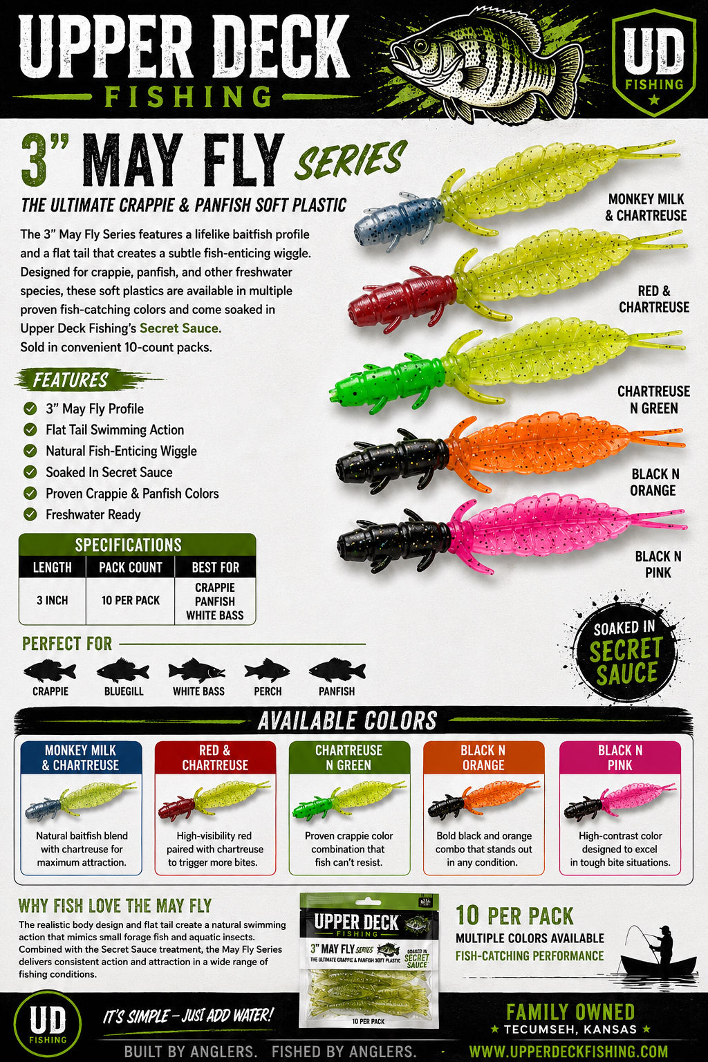3” May Fly Series 10 Per Pack