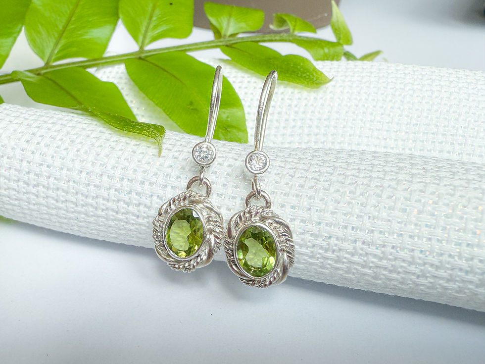 Thumbnail: Peridot and White Topaz earrings in Sterling Silver