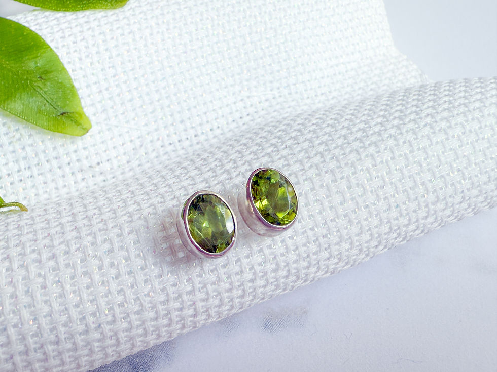 Thumbnail: Peridot stud earrings in Sterling Silver
