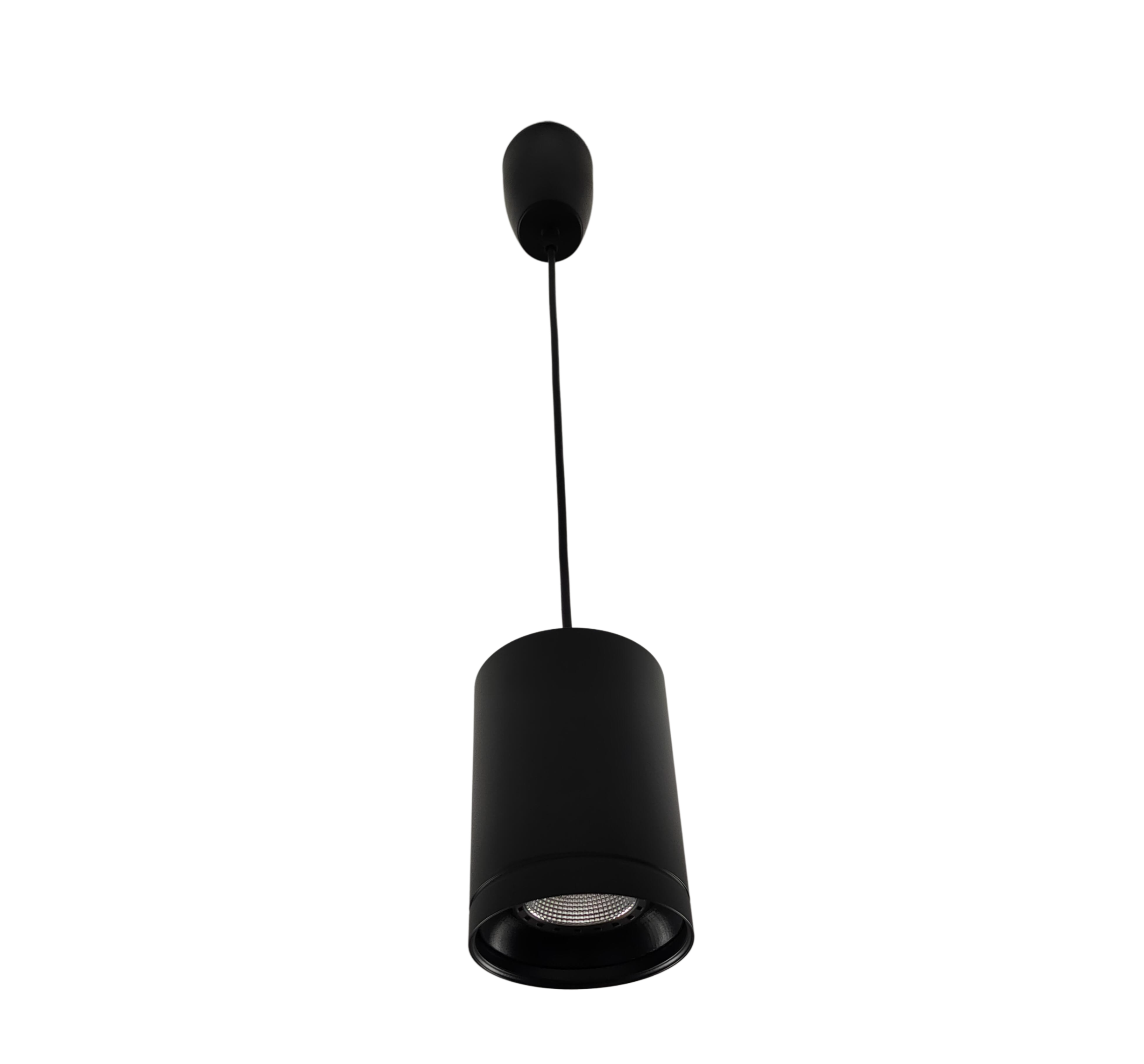 500mm Pendant LED Downlight 100mm dia in Black