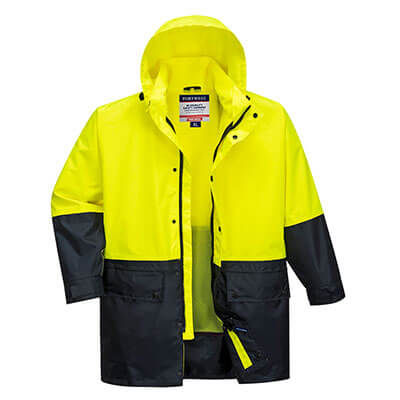 Prime Mover Kimberley Lightweight Hi-Vis Rain Jacket - Yellow/Navy