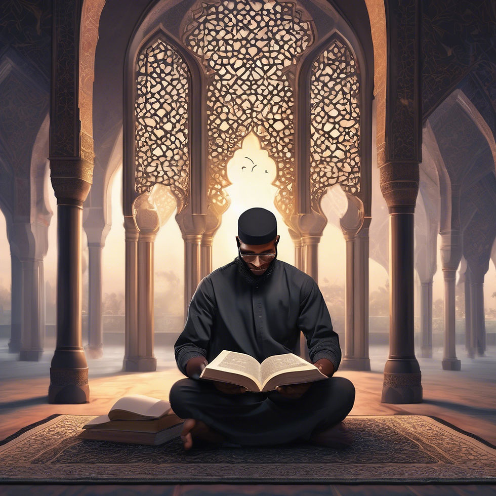 a man sitting in a building holding an opened book