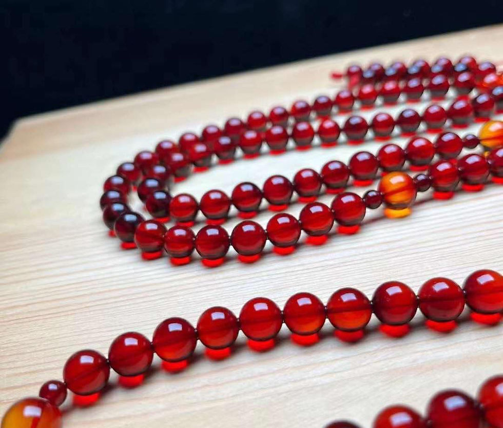 ภาพขนาดย่อ: ลูกประคำอำพันพม่า สีแดงเชอร์รี่ - พรีเมี่ยม