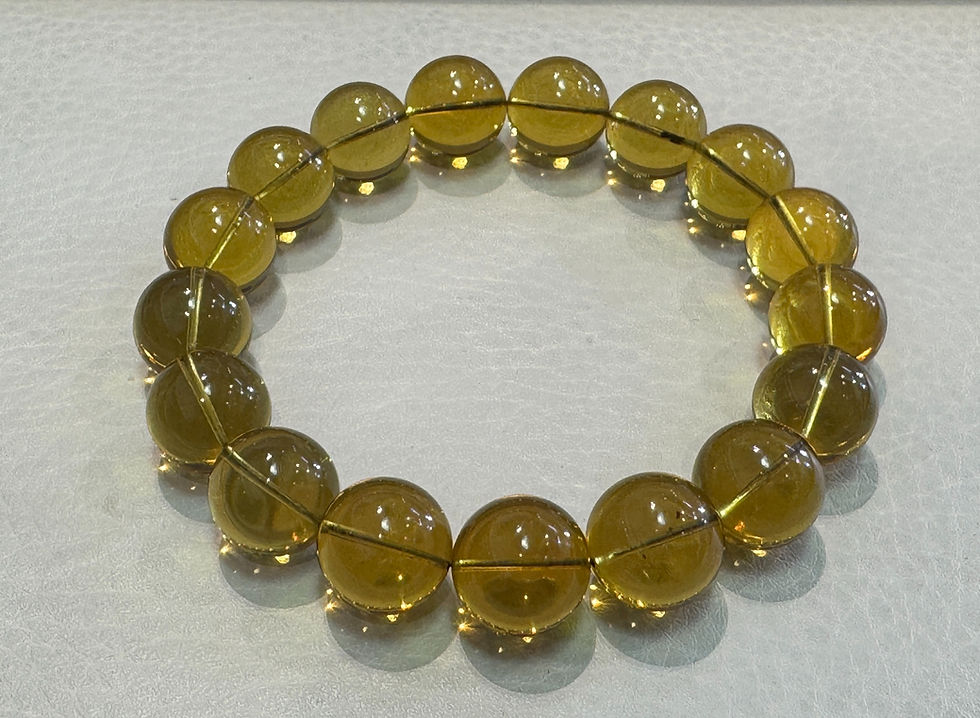 サムネイル： Light Green Tea Burmese Amber Bracelet - Round Bead Bracelet (11–11.5mm, 17g)