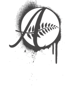 logo Atelierovo Art Banska Stiavnica Slovakia logo with graffiti A and a fern symbol