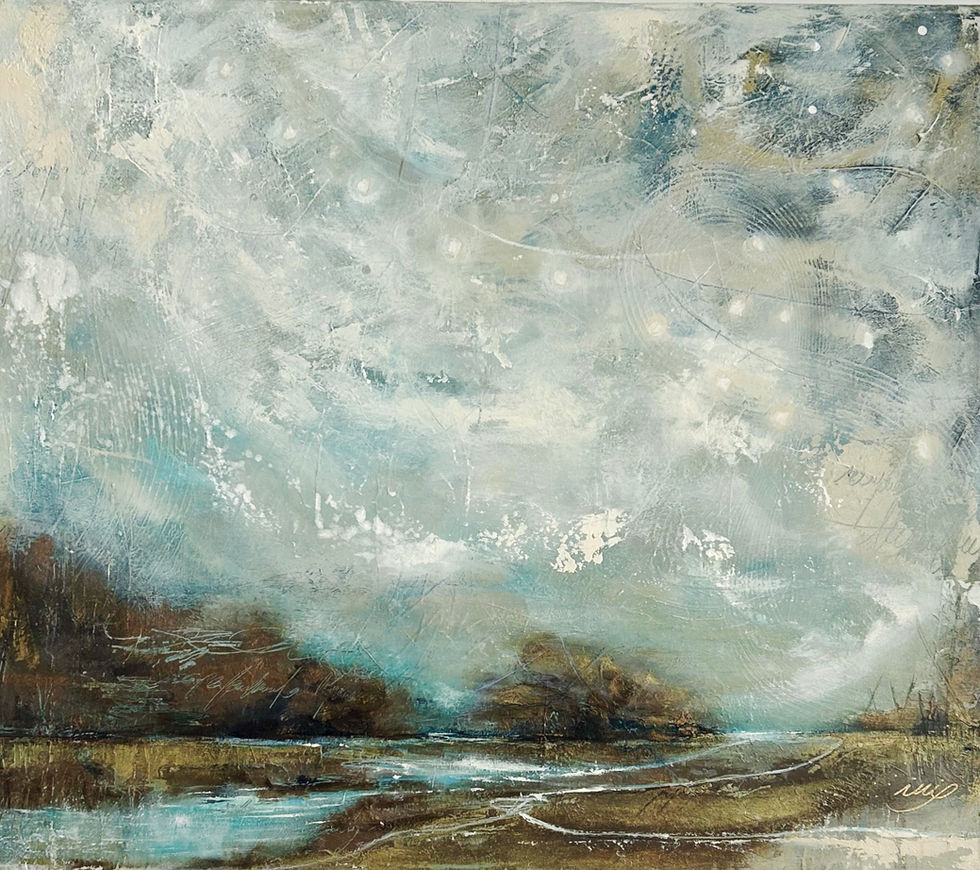 od ivi mrak fine art - prírodný abstrakt v zemitých, modrých a zlatých tónoch s textúrou