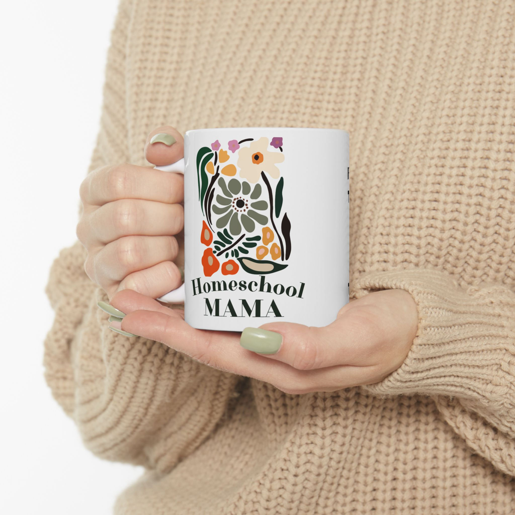 Floral Mug - Homeschool Mama, 11oz & 15oz, Parent-Teacher Conference Quote