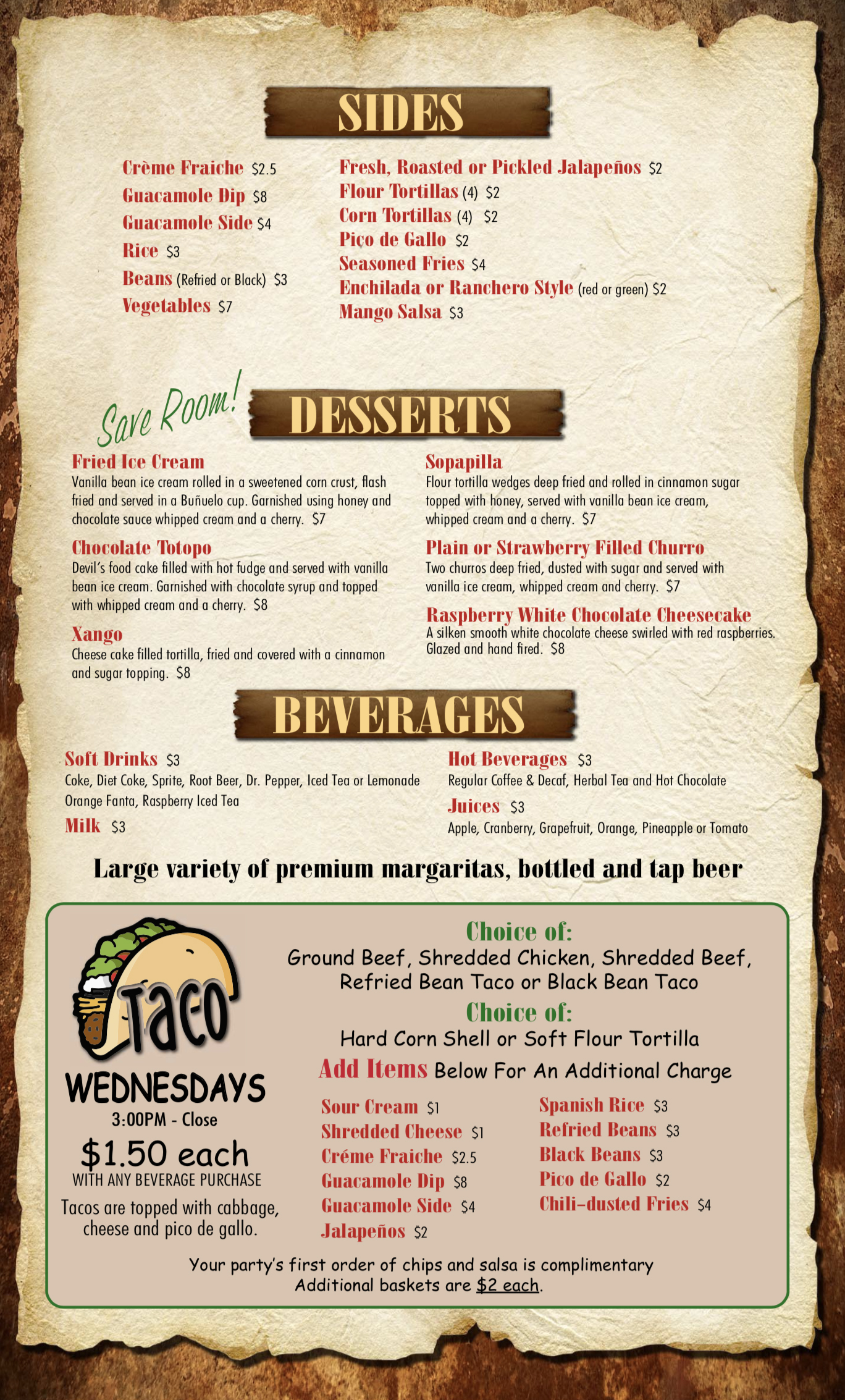 Menu Lake Havasu City Javelina Cantina