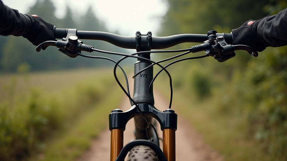 Vue rapprochée d'une fourche de suspension avant de VTT