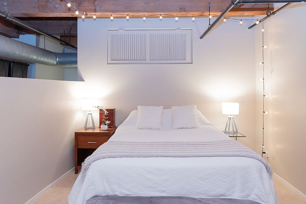 Lofted bright bedroom
